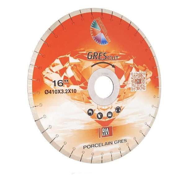 DiaTex GREScut Bridge Saw Blade for Dekton 16" 10mm Segments 50/60 Arbor